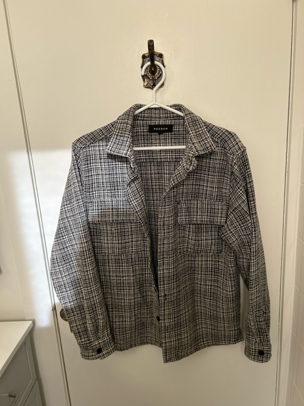 PacSun Black & White Plaid Lightweight Shirt Jacket